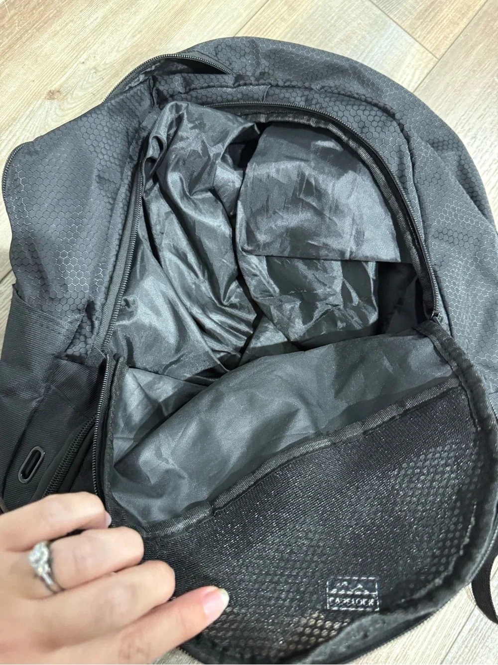 Black Capslock Soccer Backpack
